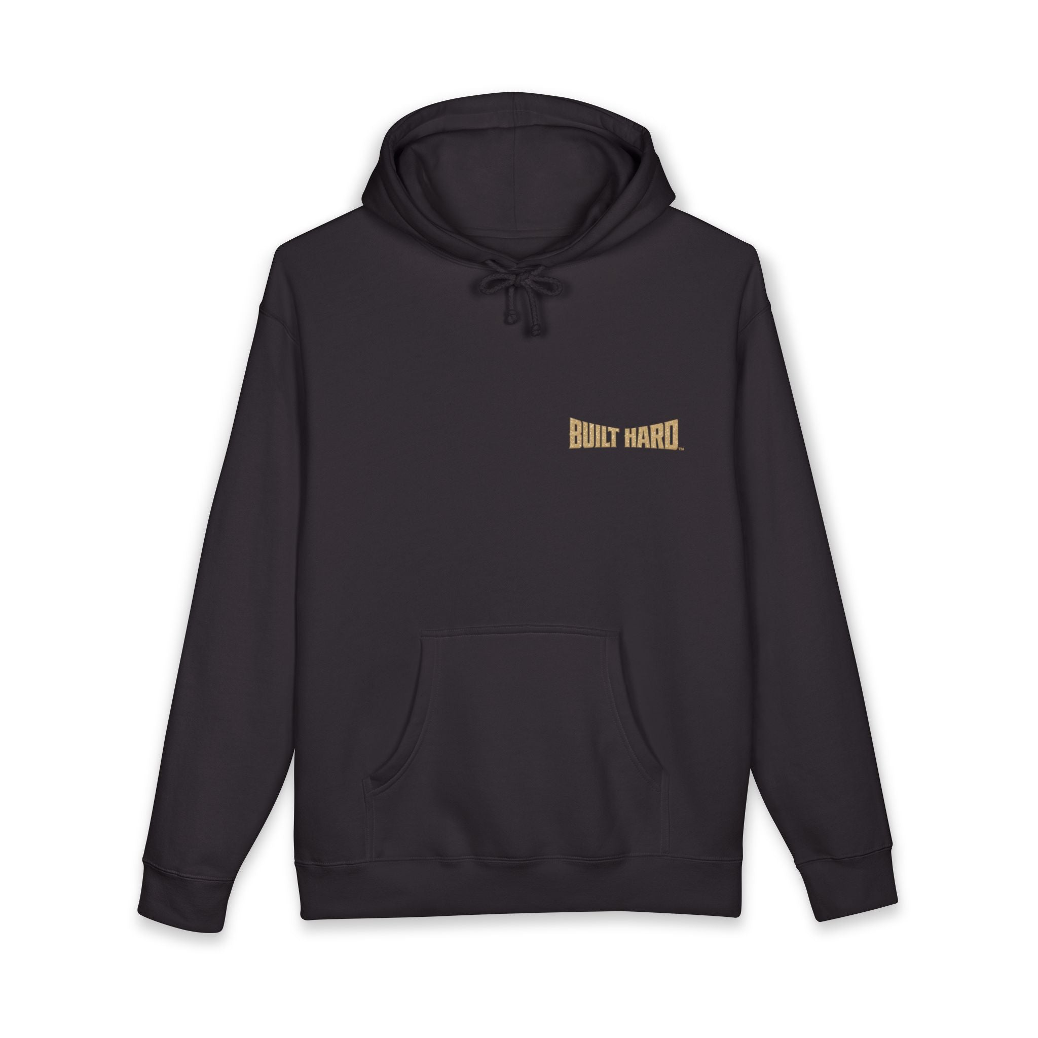 Hoodie — "Built Hard" Coyote Tan Logo Pullover Hoodie