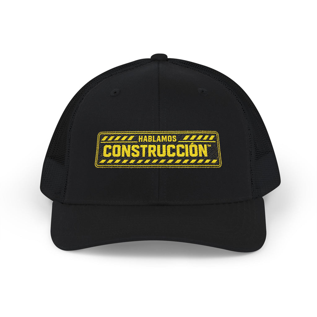 Construcción Snapback EMBROIDERED Trucker Cap — 'Hablamos Construcción' Mesh Back Work Hat