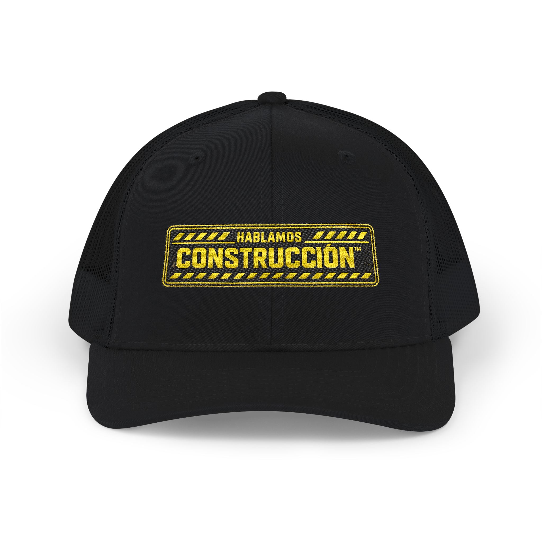 Construcción Snapback EMBROIDERED Trucker Cap — 'Hablamos Construcción' Mesh Back Work Hat