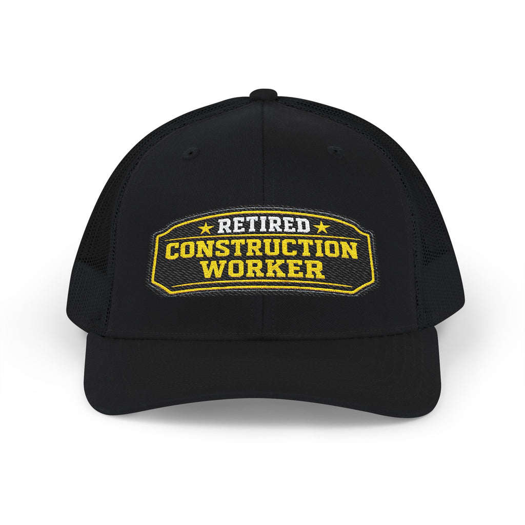 Retired Construction Worker - Embroidered Richardson 112 Snap Back Trucker Cap