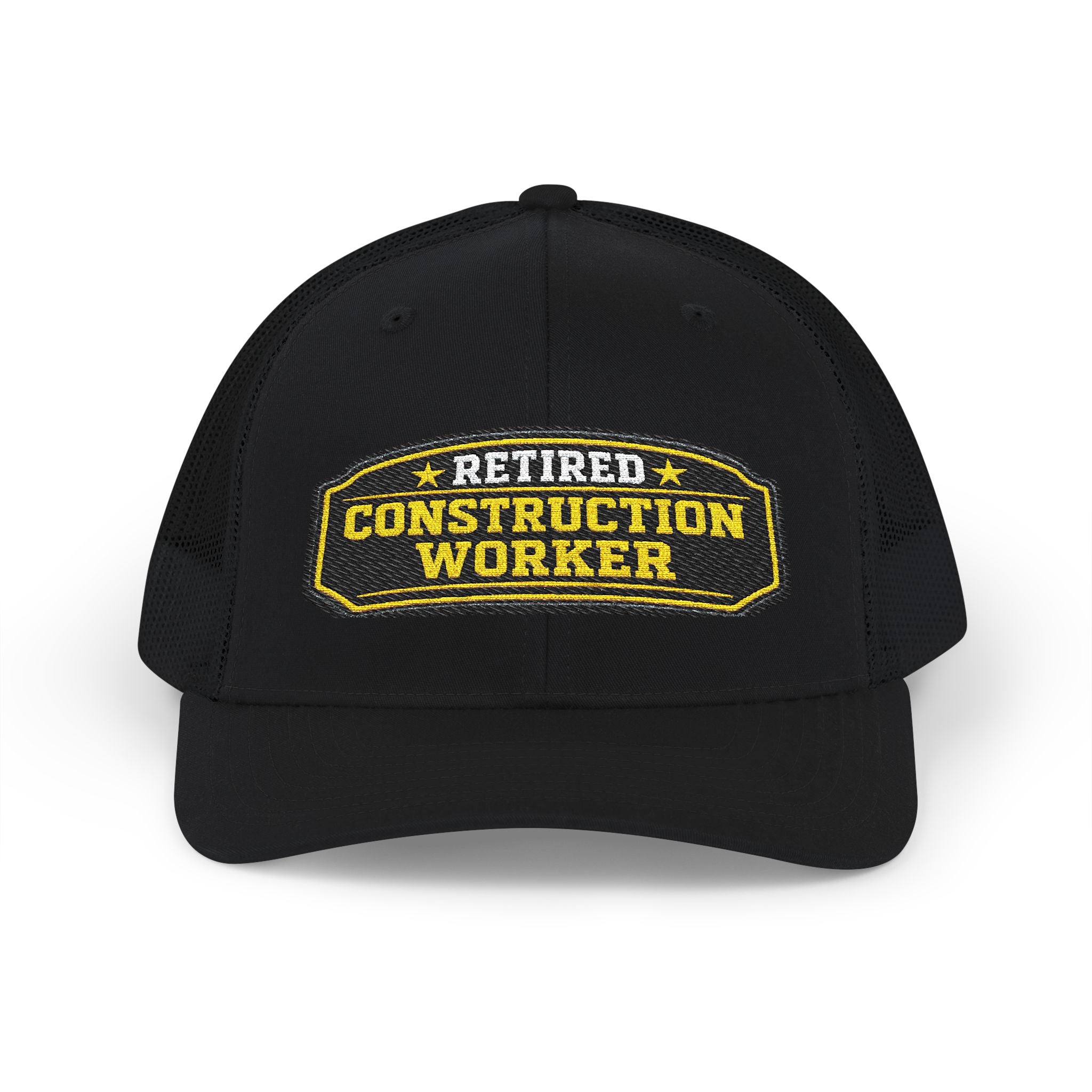 Retired Construction Worker - Embroidered Richardson 112 Snap Back Trucker Cap