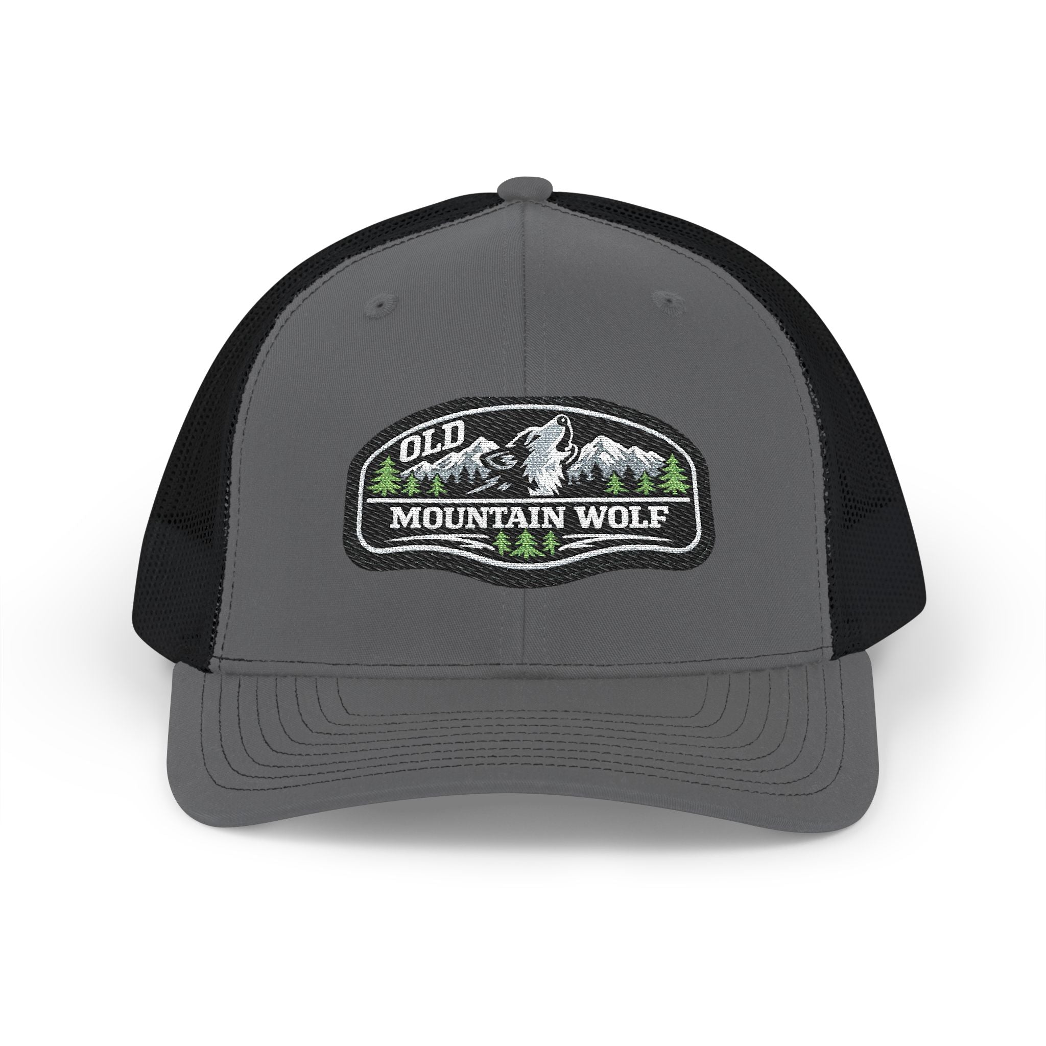 Mountain Wolf Trucker Cap – Vintage Embroidered Richardson 112 Snap Back Trucker Cap