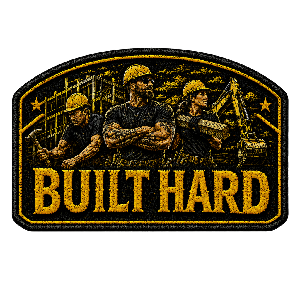 Built Hard Construction Performance T‑Shirt — 'Built Hard' Graphic Work Tee