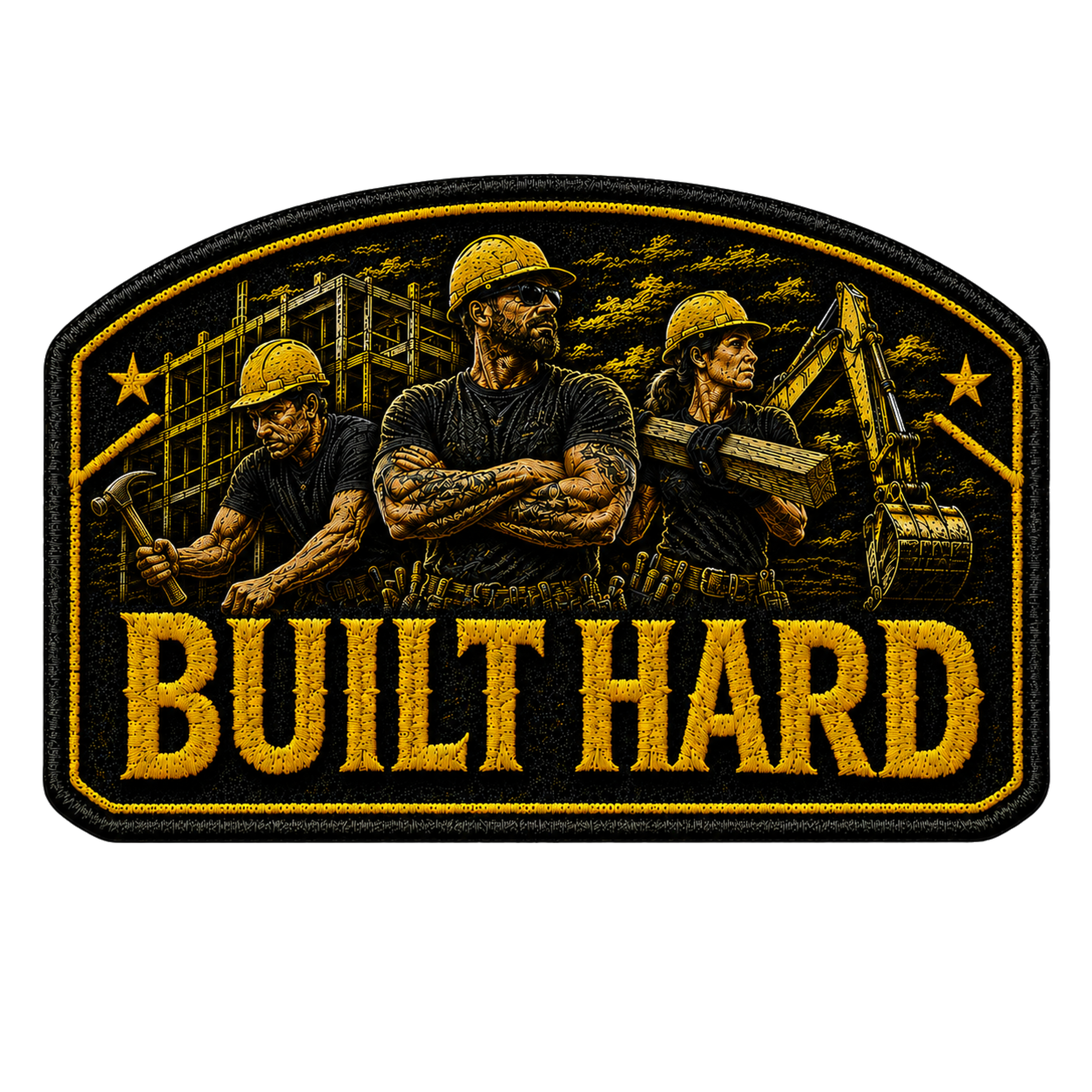Built Hard Construction Performance T‑Shirt — 'Built Hard' Graphic Work Tee