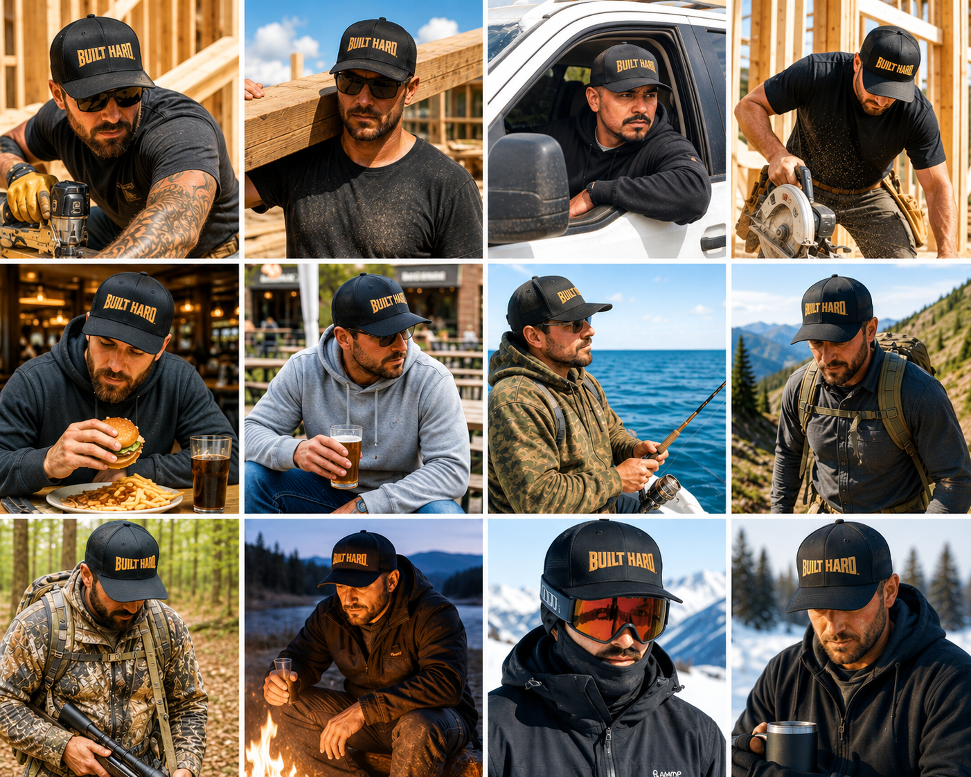 Built Hard Snapback EMBROIDERED Trucker Cap — Rugged COYOTE TAN