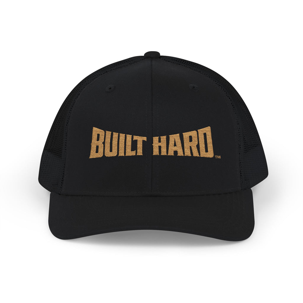 Built Hard Snapback EMBROIDERED Trucker Cap — Rugged COYOTE TAN