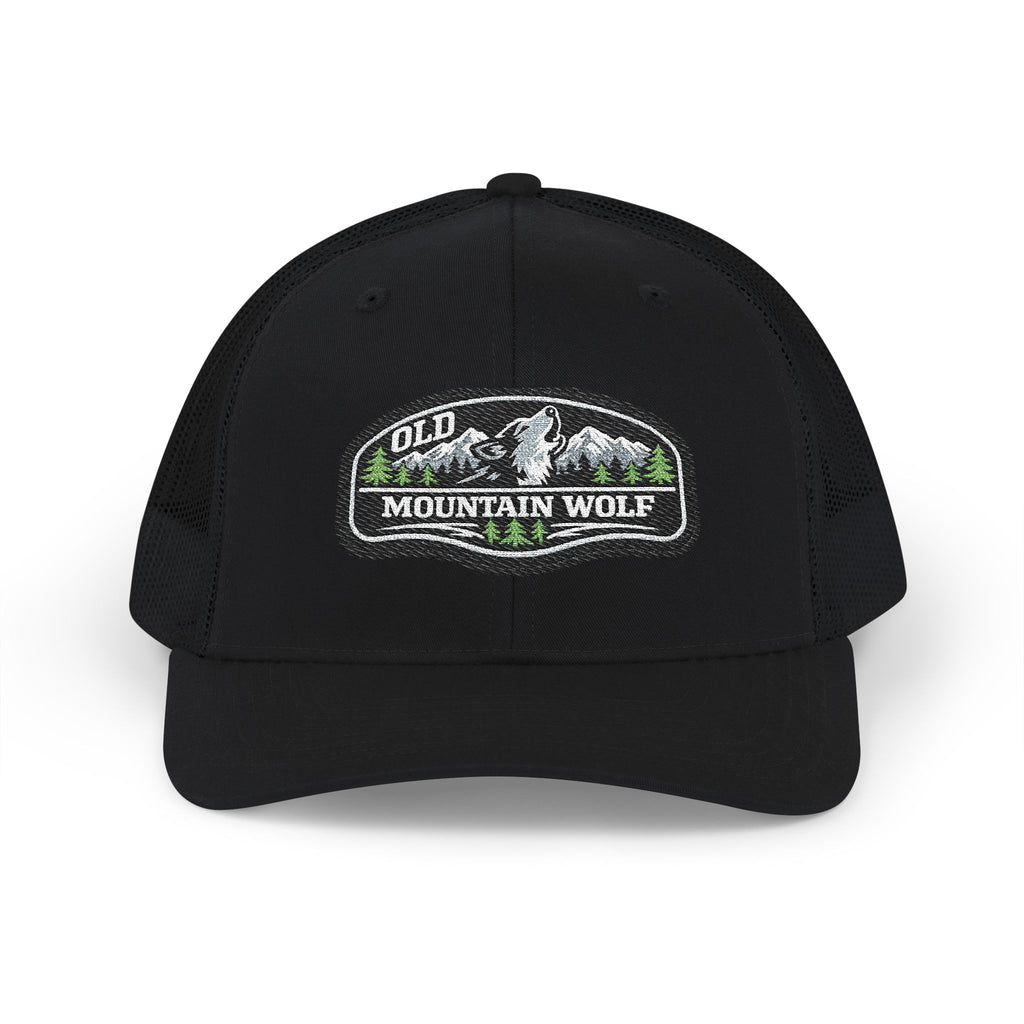 Mountain Wolf Trucker Cap – Vintage Embroidered Richardson 112 Snap Back Trucker Cap