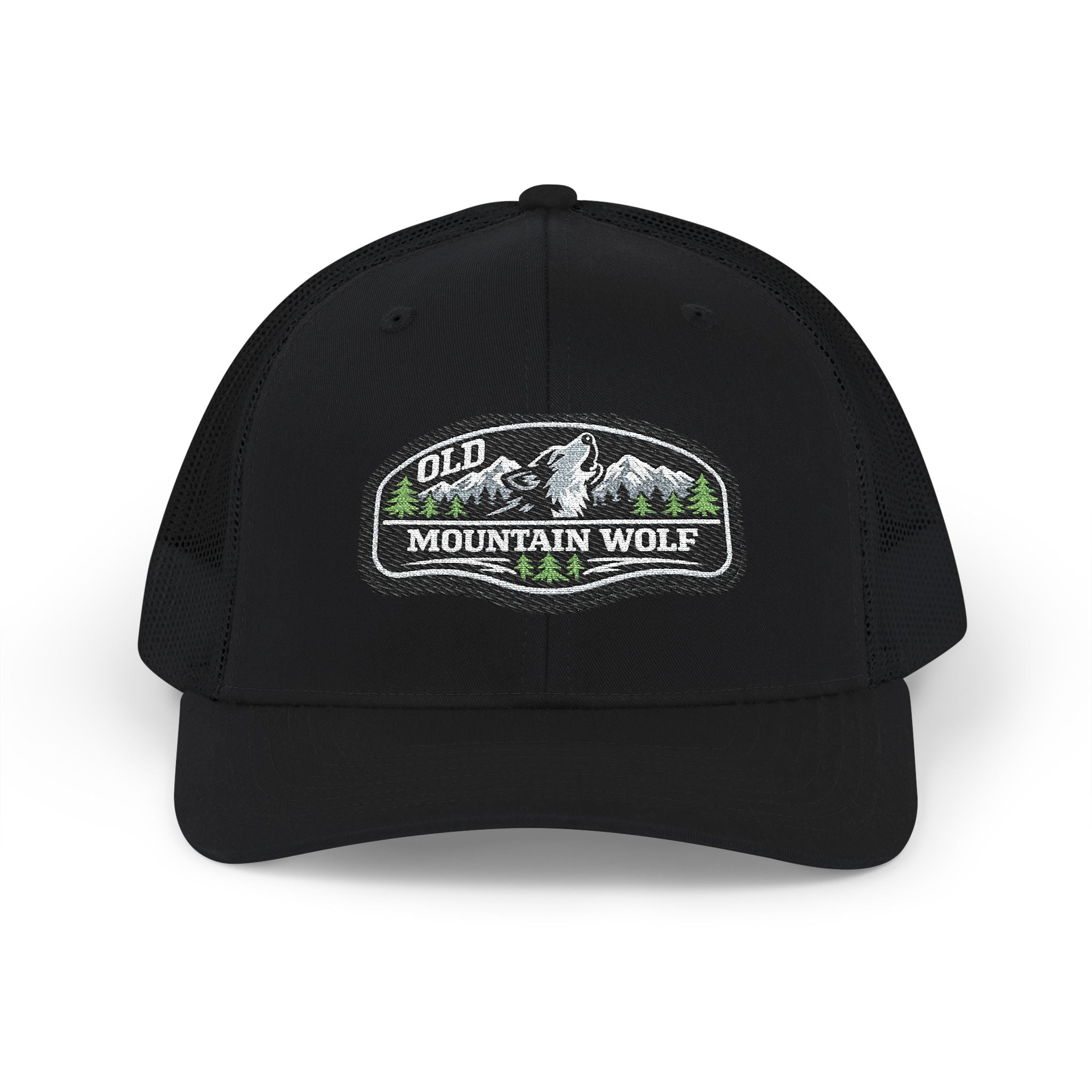 Mountain Wolf Trucker Cap – Vintage Embroidered Richardson 112 Snap Back Trucker Cap