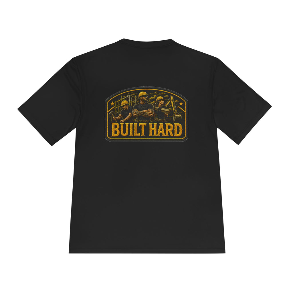 Built Hard Construction Performance T‑Shirt — 'Built Hard' Graphic Work Tee
