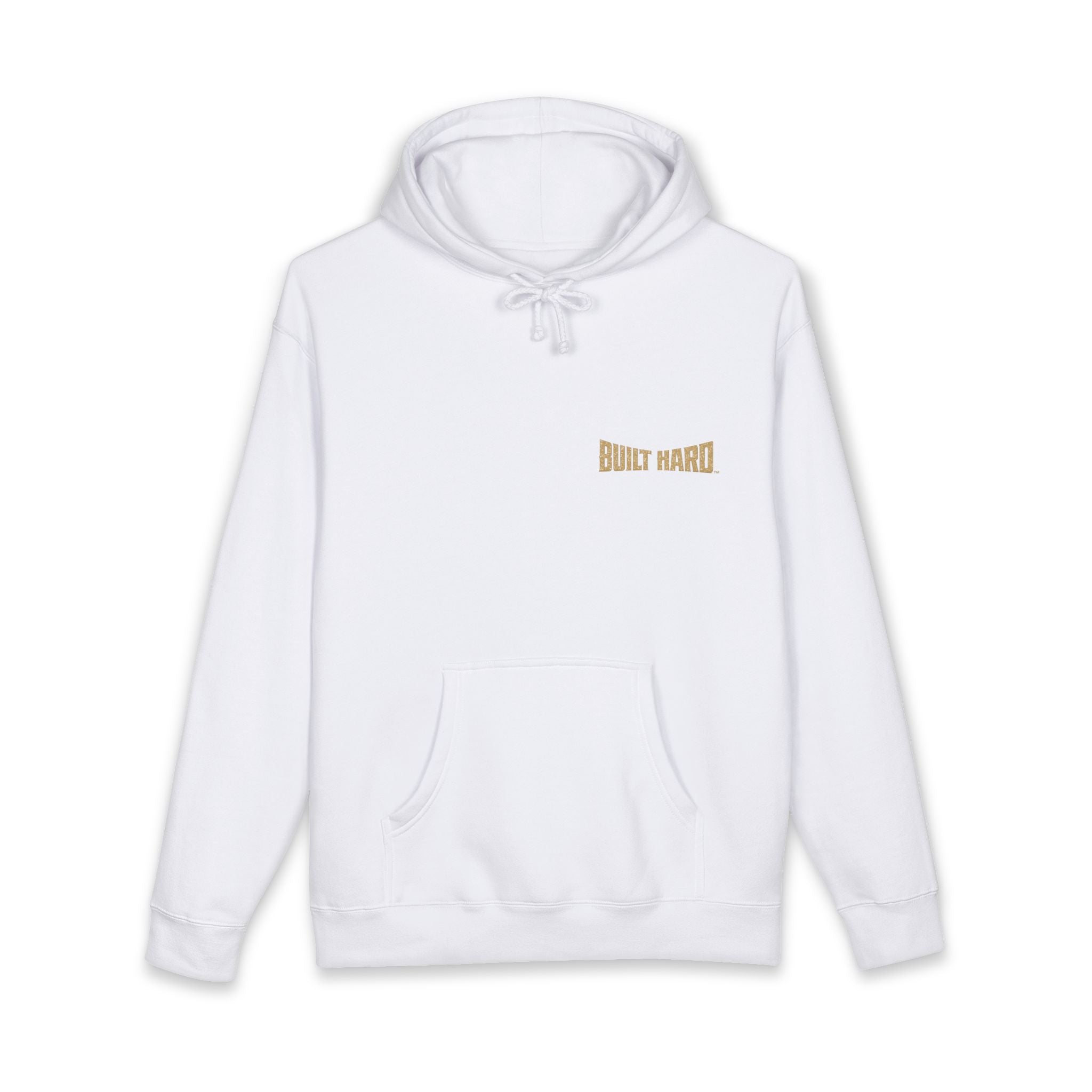 Hoodie — "Built Hard" Coyote Tan Logo Pullover Hoodie