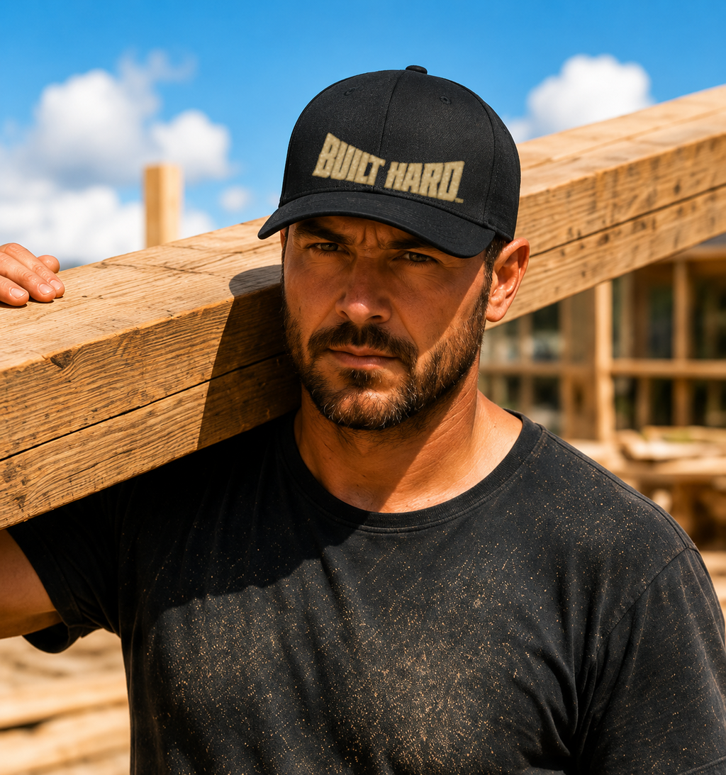 Built Hard Snapback EMBROIDERED Trucker Cap — Rugged COYOTE TAN