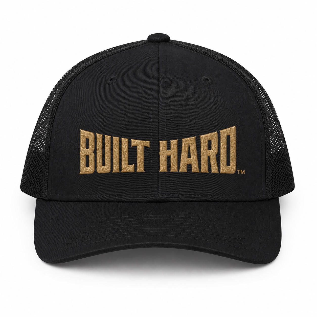Built Hard Snapback EMBROIDERED Trucker Cap — Rugged COYOTE TAN