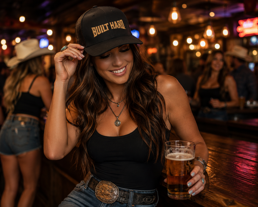 Built Hard Snapback EMBROIDERED Trucker Cap — Rugged COYOTE TAN