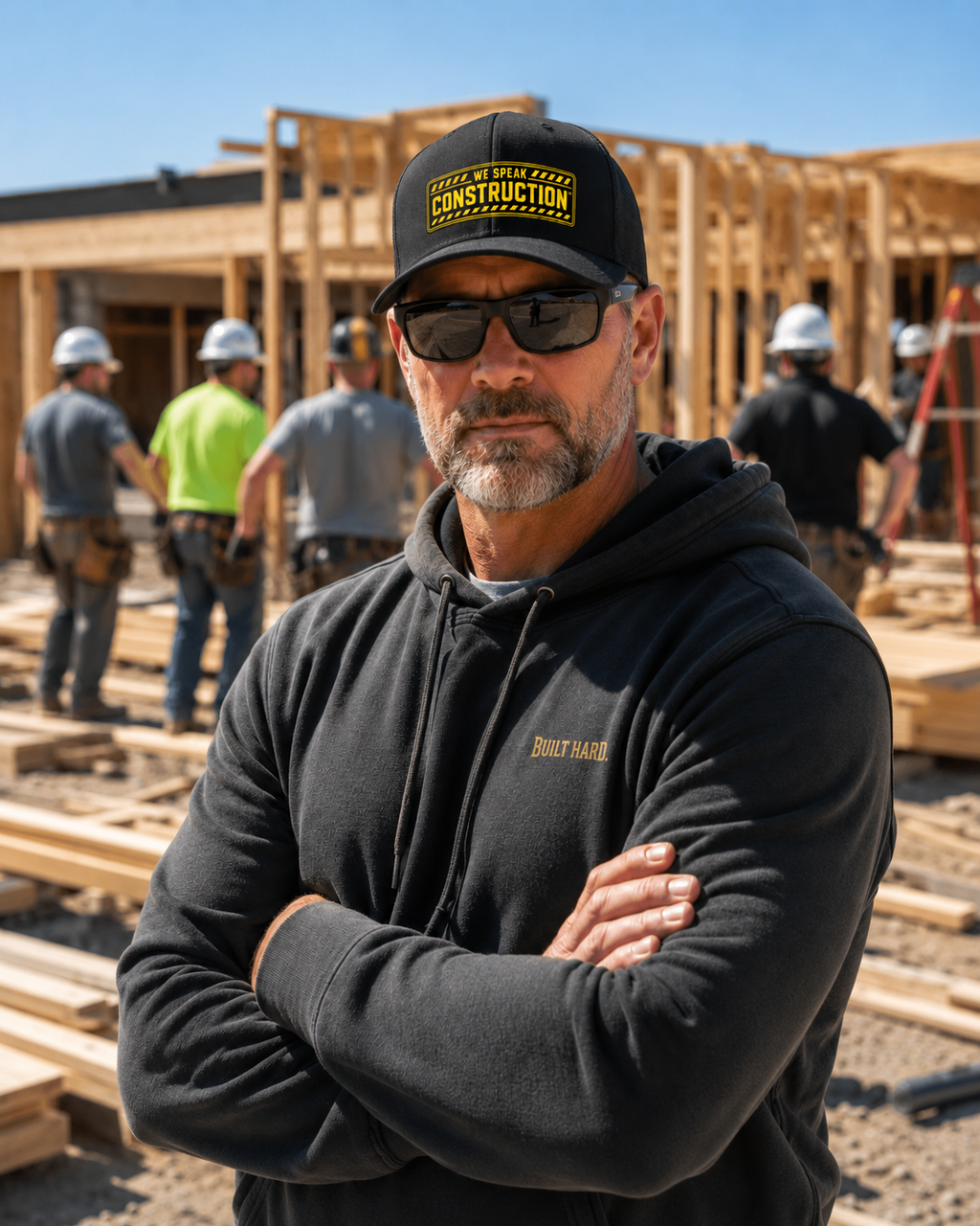 Construction Snapback  EMBROIDERED Trucker HAT – "We Speak Construction"