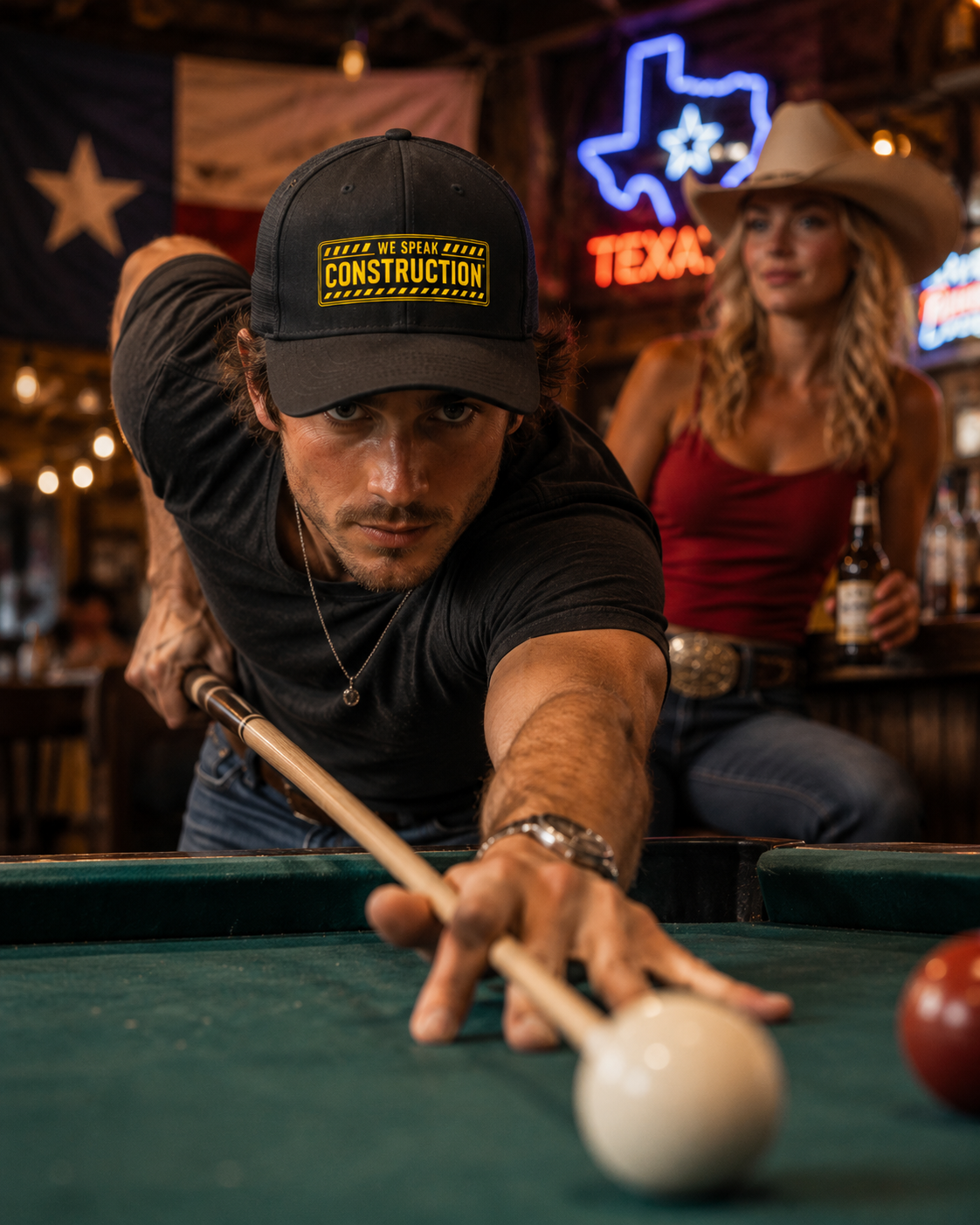 Construction Snapback  EMBROIDERED Trucker HAT – "We Speak Construction"